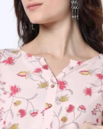 Women Lotus Floral Jaal Print Straight Kurta - Image 2