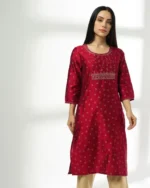 Women Foil Print Straight Kurta